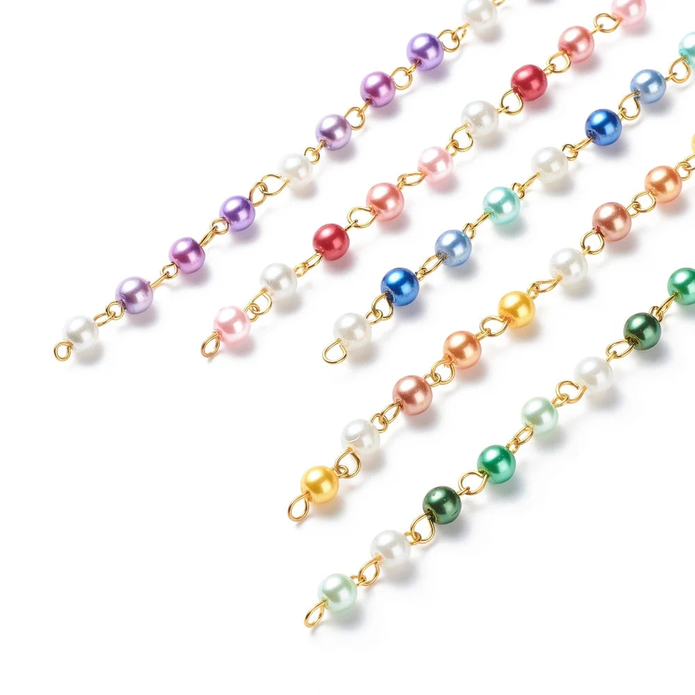 10 Strand Glass Pearl Beaded Chains Mixed for DIY Jewelry Making