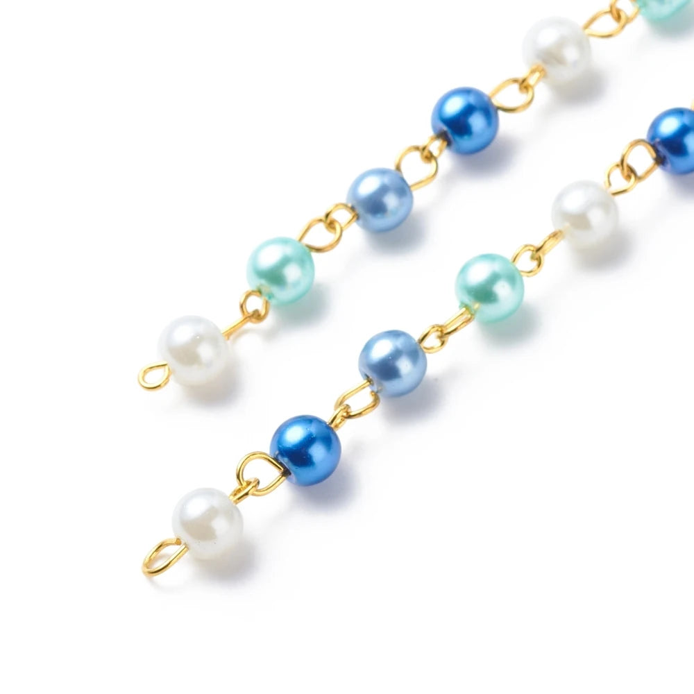10 Strand Glass Pearl Beaded Chains Mixed for DIY Jewelry Making