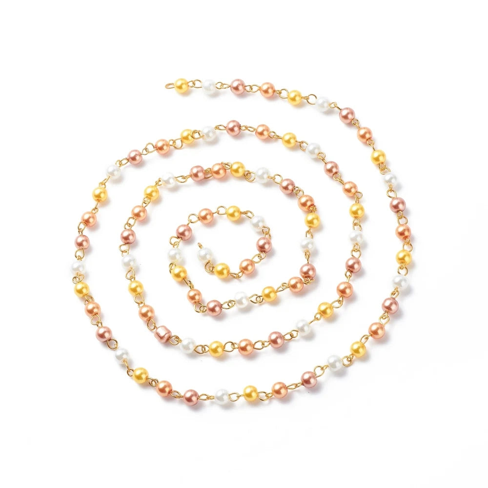 10 Strand Glass Pearl Beaded Chains Mixed for DIY Jewelry Making