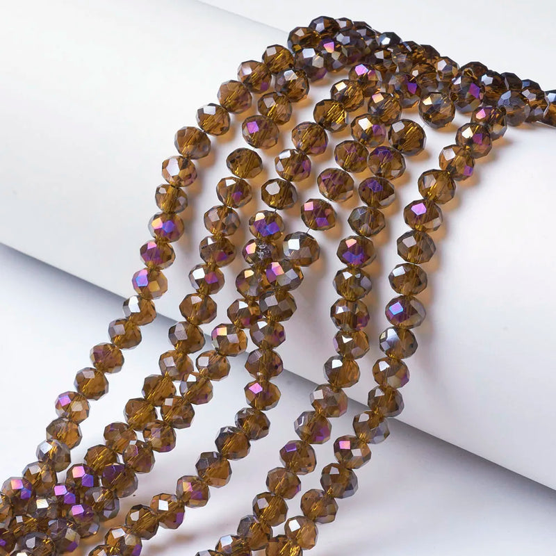 10pcs 4/6mm Rainbow Plated Glass Beads for Jewelry Making
