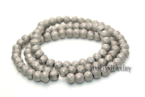 10pcs 4x6mm Gray Glass Beads Faceted & Matt DIY Jewelry Making Spacer