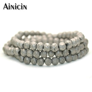 10pcs 4x6mm Gray Glass Beads Faceted & Matt DIY Jewelry Making Spacer