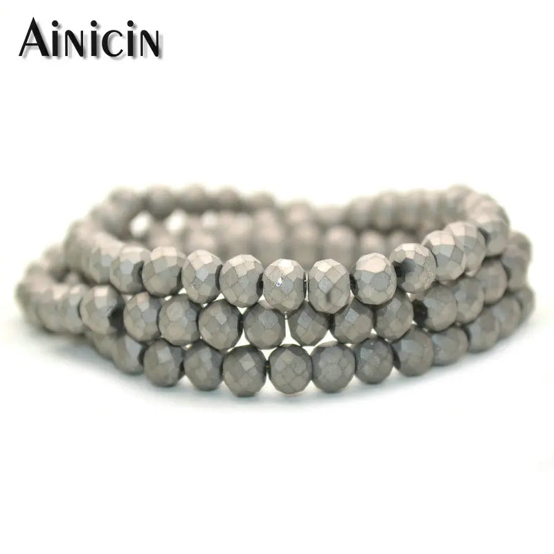 10pcs 4x6mm Gray Glass Beads Faceted & Matt DIY Jewelry Making Spacer