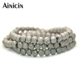 10pcs 4x6mm Gray Glass Beads Faceted & Matt DIY Jewelry Making Spacer