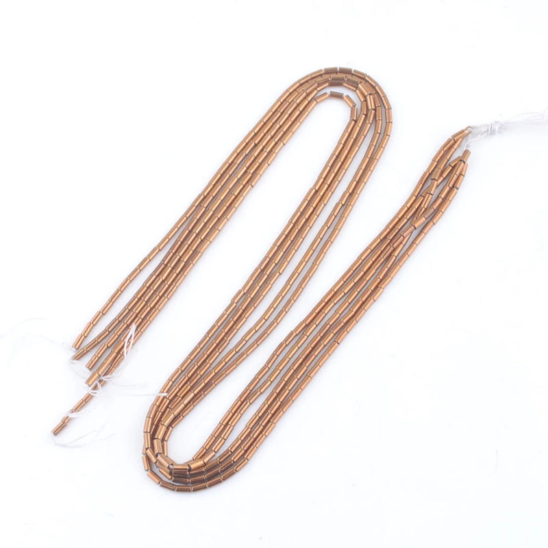 10 Strands Copper Hematite 2x4mm Tube Spacer Beads DIY Jewelry Making