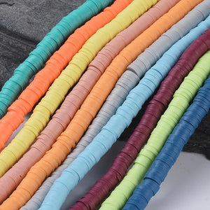 10 Colorful Polymer Clay Beads 6mm Round Flat Disc Heishi for DIY Jewelry Making