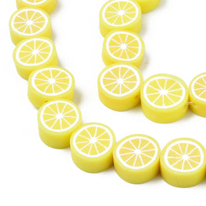 10 Strands Yellow Lemon Slice Polymer Clay Beads Spacer Beads DIY Jewelry Making