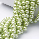 10 Strands 8mm Green Glass Pearl Round Beads for Jewelry Making