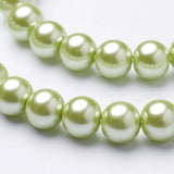 10 Strands 8mm Green Glass Pearl Round Beads for Jewelry Making