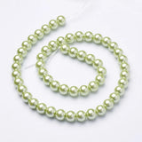10 Strands 8mm Green Glass Pearl Round Beads for Jewelry Making