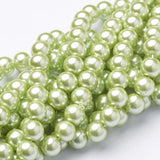 10 Strands 8mm Green Glass Pearl Round Beads for Jewelry Making