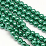 10 Strands 8mm Green Glass Pearl Round Beads for Jewelry Making
