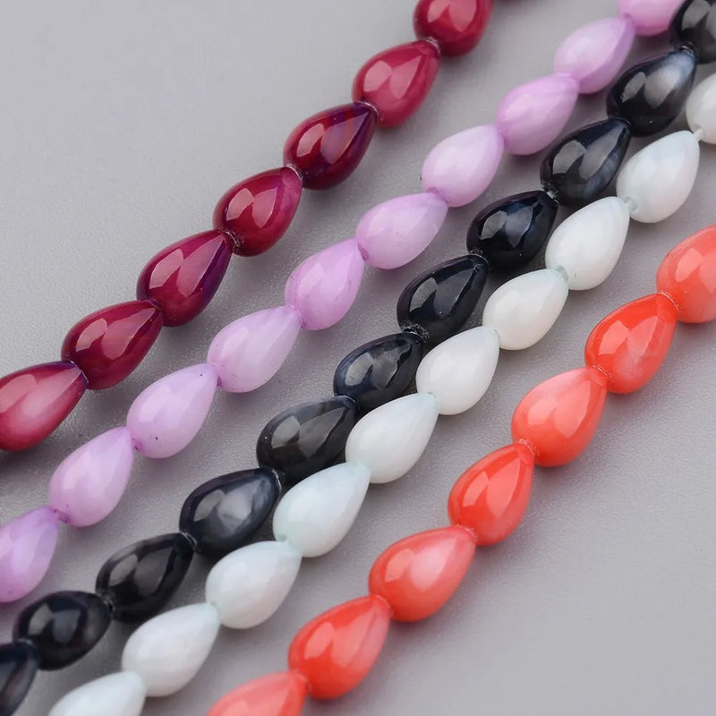 10 Strands Shell Dyed Bead Teardrop Shape Multiple Colors 7x5mm