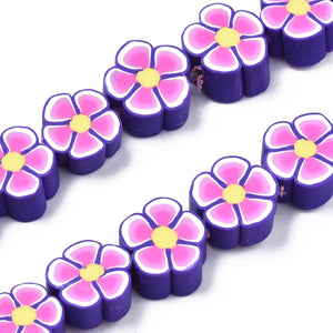 10 Strands Plum Blossom Polymer Clay Spacer Loose Beads DIY Jewelry Making