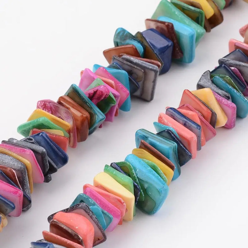 10 Strands Shell Bead Dyed Rectangle Beads for Jewelry Making