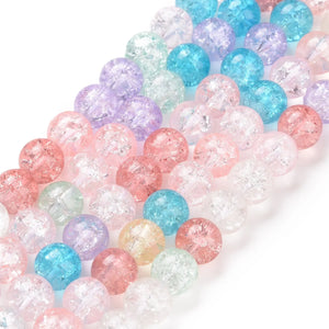 10 Strands Crackle Glass Beads Colorful Round Beads for DIY Jewelry Making 8.5mm