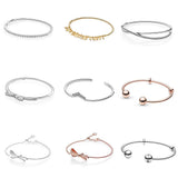 925 Sterling Silver Bow Sparkling Crystal Bracelet for Women