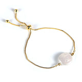 Baroque Freshwater Pearl Link Bracelet 18k Plated Adjustable Slider