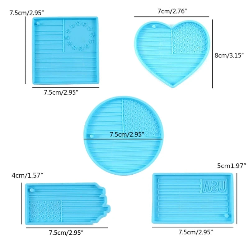 American US Flag Keychain Pendant Resin Molds Kit