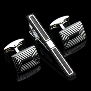 10 Styles Plating Metal Cufflinks Necktie Tie Bar Clasp Clip Set Gift