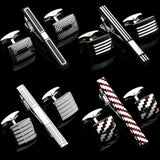 10 Styles Plating Metal Cufflinks Necktie Tie Bar Clasp Clip Set Gift