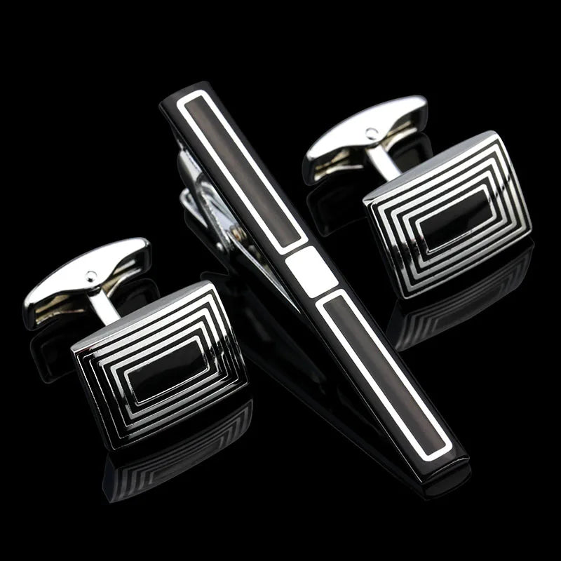 10 Styles Plating Metal Cufflinks Necktie Tie Bar Clasp Clip Set Gift