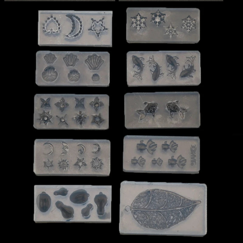 Goldfish Leaf Snowflake Rabbit Pendant Resin Mold Moon Star Sun Fillings