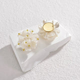 Stainless Steel Irregular Pearl Flower Heart Earring For Women