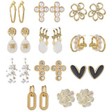 Stainless Steel Irregular Pearl Flower Heart Earring For Women
