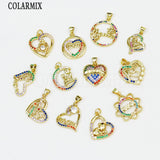 Tiny Mama Pendant Rainbow Zirconia Metallic Charm Gift