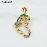 Tiny Mama Pendant Rainbow Zirconia Metallic Charm Gift
