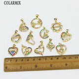Tiny Mama Pendant Rainbow Zirconia Metallic Charm Gift