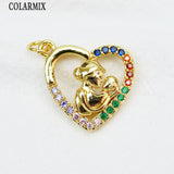 Tiny Mama Pendant Rainbow Zirconia Metallic Charm Gift