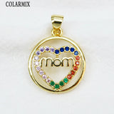Tiny Mama Pendant Rainbow Zirconia Metallic Charm Gift