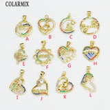 Tiny Mama Pendant Rainbow Zirconia Metallic Charm Gift