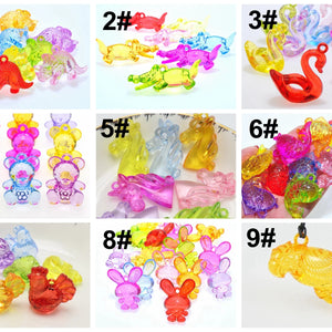 10 Acrylic Cartoon Animal Pendants Charms for Kids Craft