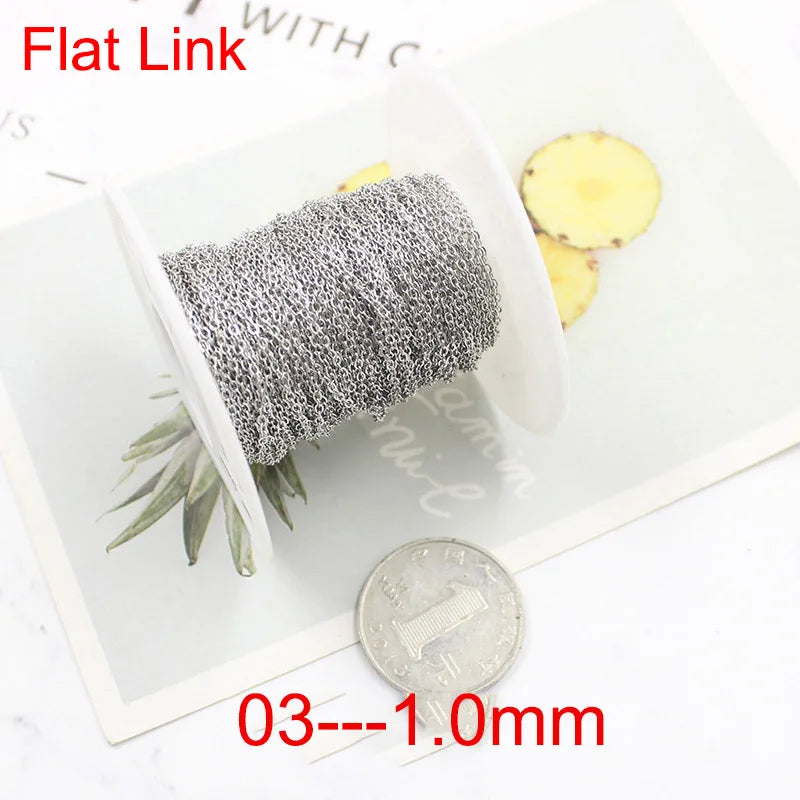 Stainless Steel Flat Link Cross Chains Bulk for DIY Jewelry Making