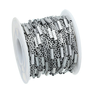 10 Yards Stainless Steel Clip Beads Tube Cross Chain Texture Tube Cable Chain