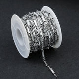 10 Yards Stainless Steel Clip Beads Tube Cross Chain Texture Tube Cable Chain