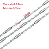10 Yards Stainless Steel Clip Beads Tube Cross Chain Texture Tube Cable Chain