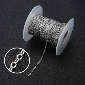 10 Yards Silver Tone Stainless Steel Round O Link Chain for Necklaces Bracelet