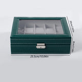 10-bit PU Green Flannelette Watch Case Display Case Storage Box