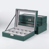 10-bit PU Green Flannelette Watch Case Display Case Storage Box
