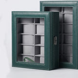 10-bit PU Green Flannelette Watch Case Display Case Storage Box