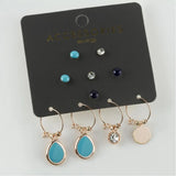 10-Piece Drop Figured Cabochons Ring Earrings Set