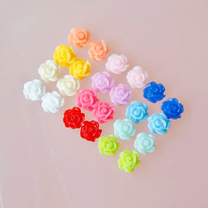 10 Mini Retro Resin Rose Flower Nail Art Patches for DIY Earrings Jewelry