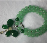 10mm Jade Bead Butterfly Pendant Necklace with Metal Accents