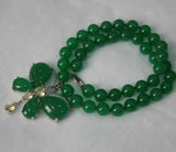 10mm Jade Bead Butterfly Pendant Necklace with Metal Accents