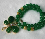 10mm Jade Bead Butterfly Pendant Necklace with Metal Accents