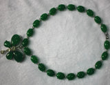 10mm Jade Bead Butterfly Pendant Necklace with Metal Accents